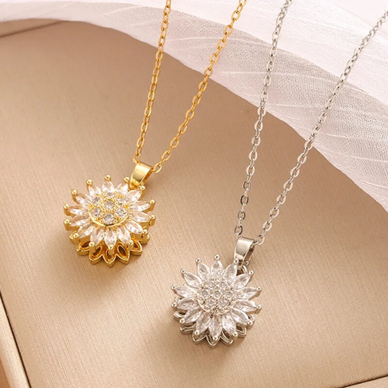 Trendy Rotation Spin Sunflower - Birth Flower Necklace ulasan dan harga