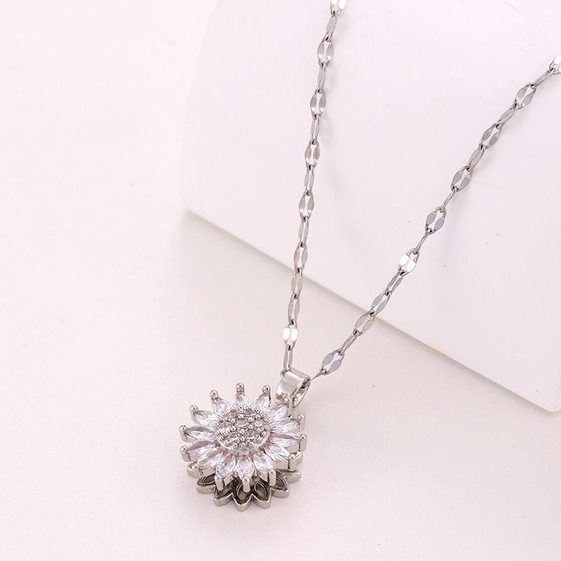 Trendy Rotation Spin Sunflower - Birth Flower Necklace ulasan dan harga