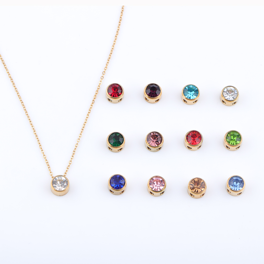 Stainless Steel 12 Birthstones - Birth Flower Necklace ulasan dan harga
