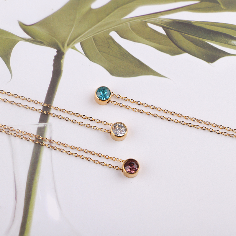 Stainless Steel 12 Birthstones - Birth Flower Necklace ulasan dan harga
