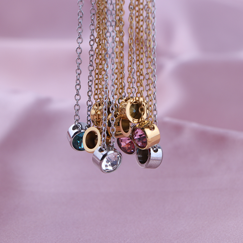 Stainless Steel 12 Birthstones - Birth Flower Necklace ulasan dan harga