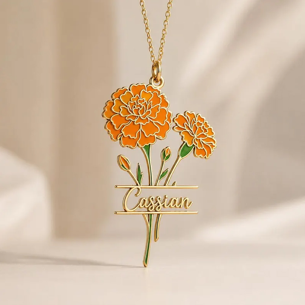 Custom Name Birth Flower Neckl - Birth Flower Necklace ulasan dan harga
