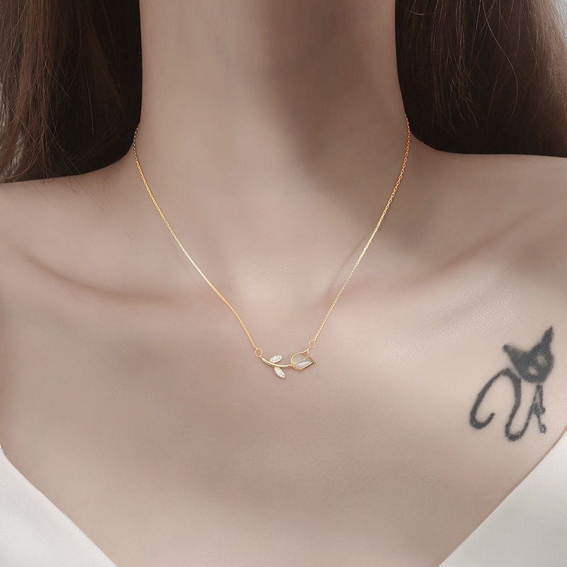 Stainless Steel Rose Tulip Cry - Birth Flower Necklace ulasan dan harga
